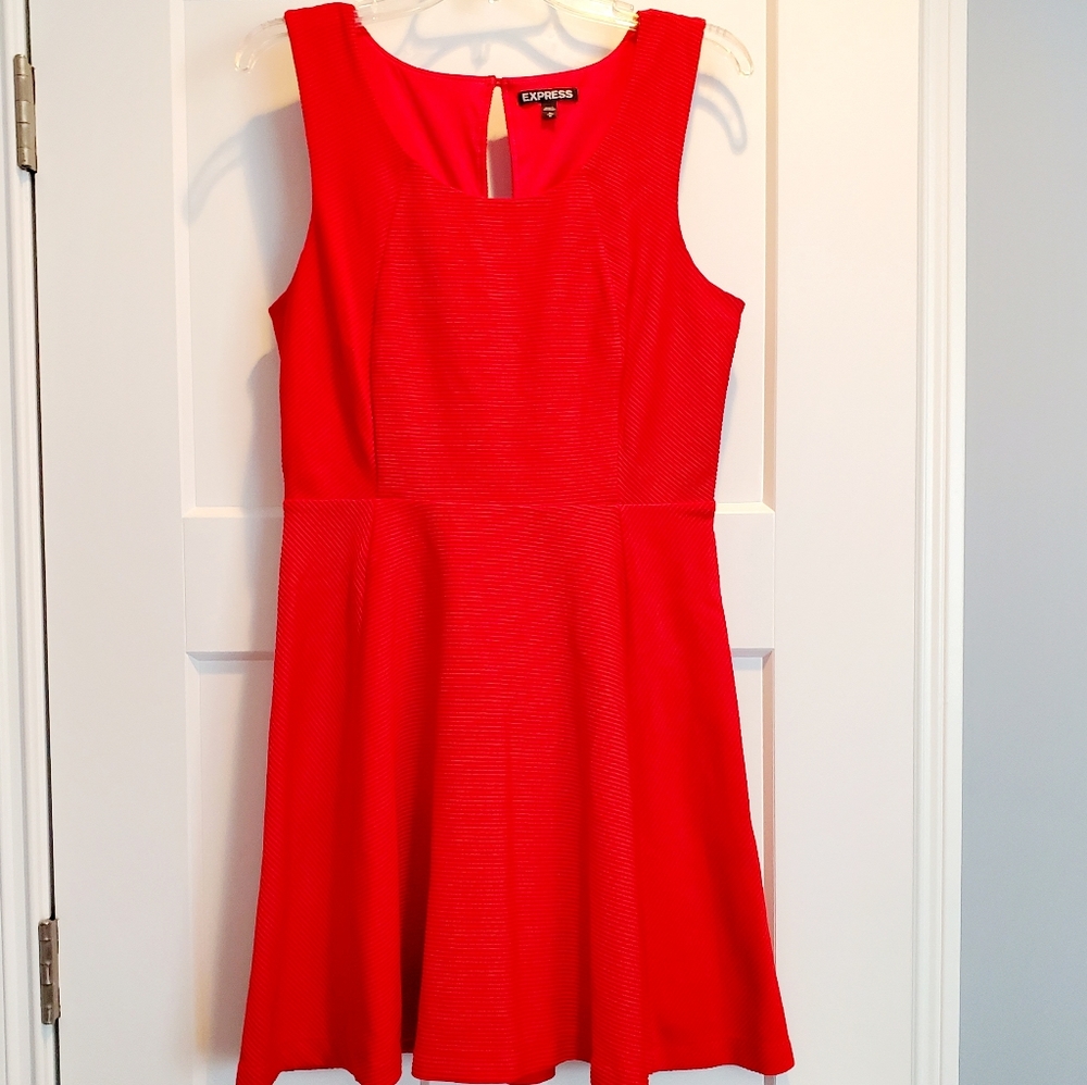 Express Ribbed Orange/Red Dress